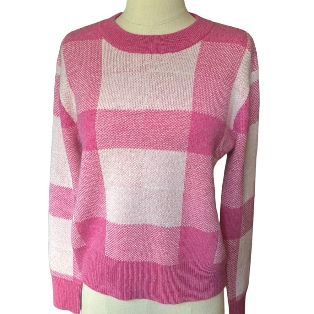 Cashmere Buffalo Plaid Crewneck Sweater
